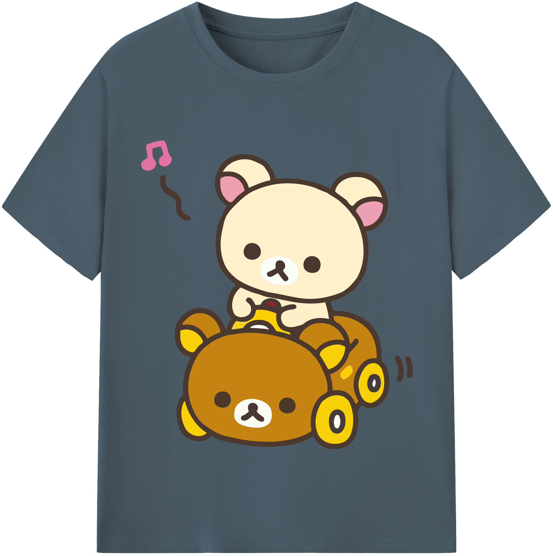 （画像用） リラックマ リラックマ キイロイトリ Rilakkuma Korilakkuma Kiiroitori 綿100％半袖Tシャツ（フロントプリント）